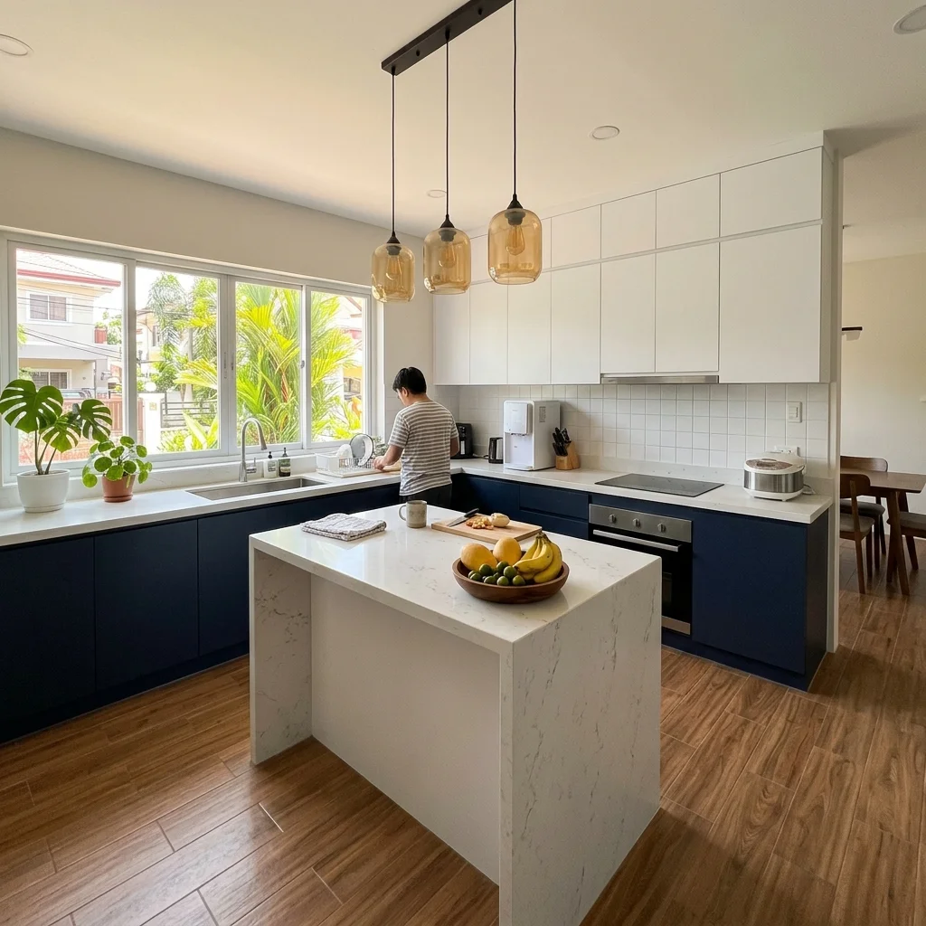 Modern kitchen cabinets Philippines handleless flat-front design