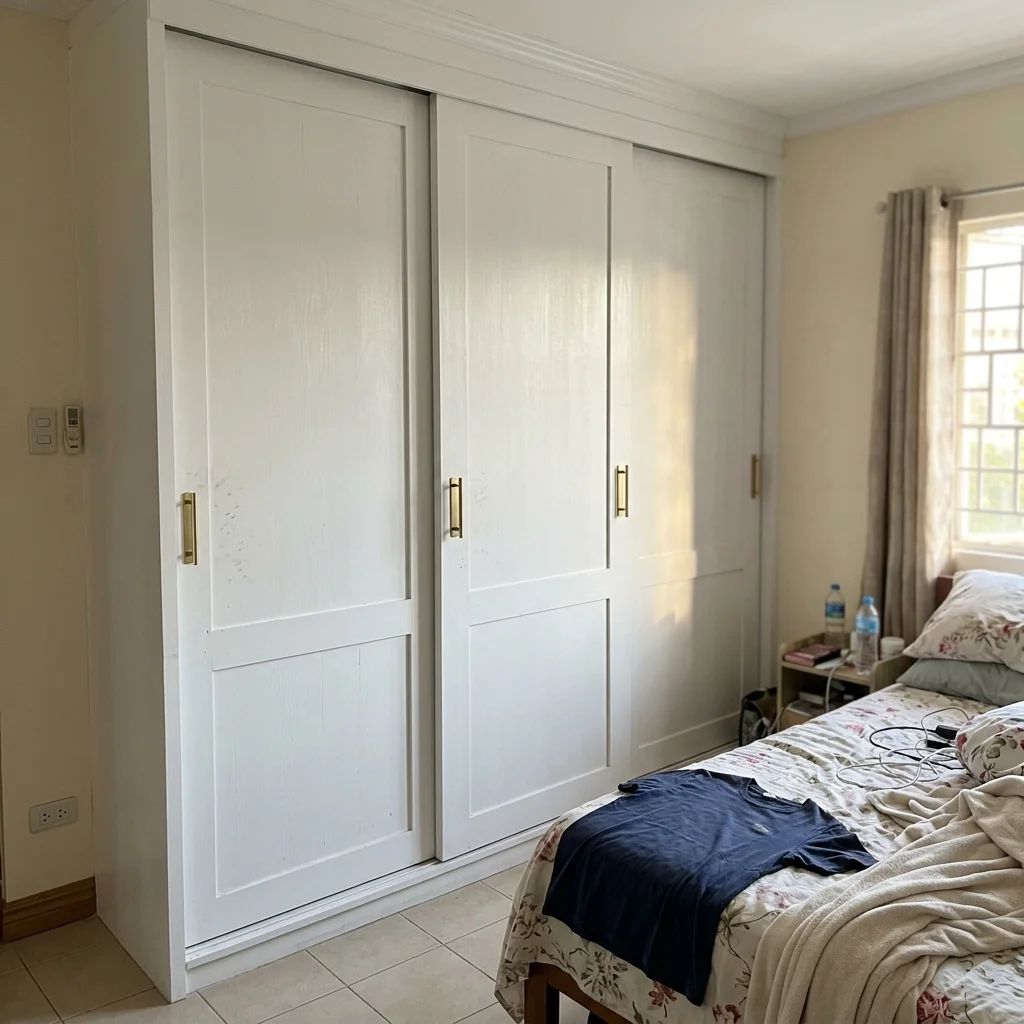 Built-in sliding wardrobe matte white bedroom Philippines