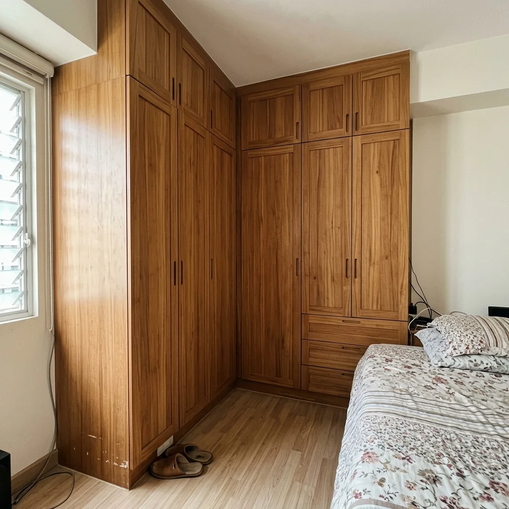 Floor-to-ceiling wood veneer wardrobe Pasig condominium Philippines